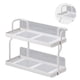 thumbnail image 4 of Organizador de estantes para encimera, estante de especias de cocina multifuncional de 2 niveles de acero al carbono para dormitorio, baño, armario debajo del fregadero, color crema y blanco, 4 of 10