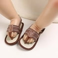 thumbnail image 2 of Floleo Unisex Baby Striped Thong Sandals Infant Soft Non-Slip Sole Shoes Adjustable Ankle Strap Pre-Walkers Summer Casual Newborn Footwear(Brown,0-3Months), 2 of 9