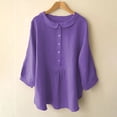thumbnail image 3 of Women Shirts Vintage Pocket Shirt Stand Collar Button Pullover Top, 3 of 3