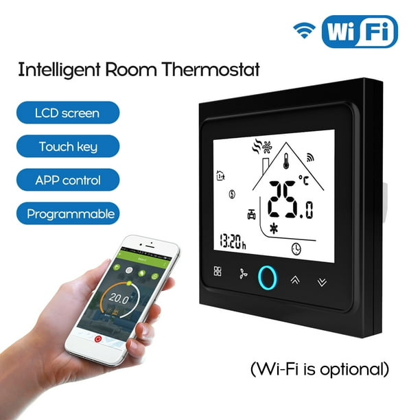Controlador de temperatura programable digital de termostato de ambiente inteligente de voz de dos t Abanopi Negro/BAC-002ALW