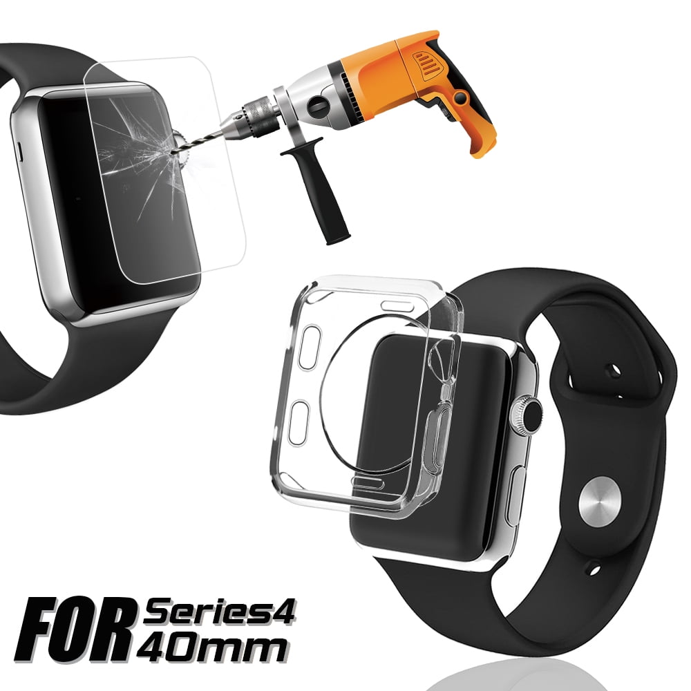[2 Pack] For Apple Watch Series 4 Glass Screen Protector + TPU Full