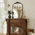 thumbnail image 3 of Lumora 24"x36" Arched Carved Bathroom Wall Mirror,Black, 3 of 5