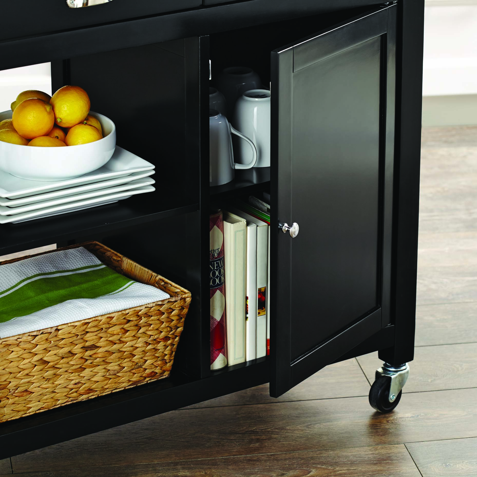 Better Homes & Gardens 35" Tall Rolling Kitchen Cart with Granite Top, Black - image 4 of 8