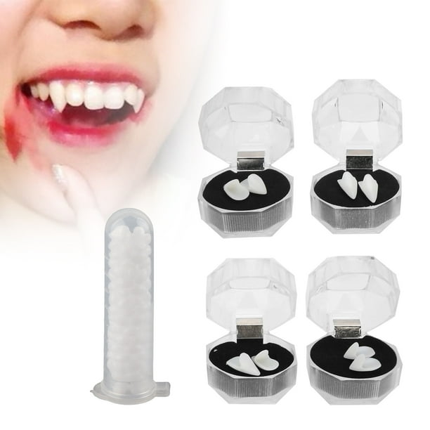 Decoración Dientes Postizos, Dentaduras Postizas Para Cosplay Peso Ligero Inofensivo Fácil De Usar 4 Pares Para Fiestas