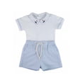 thumbnail image 1 of Conjunto de ropa Babytunes Couture azul a cuadros con barcos - G, 1 of 6