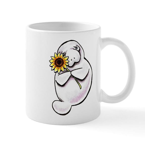 CafePress - Sunny Manatee Mugs - 11 oz Ceramic Mug - Novelty Coffee Tea Cup