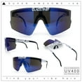 thumbnail image 2 of Boys Size Flip Up Shield Rimless Adjustable Arm MTB Sport Sunglasses White Black - Blue Mirror, 2 of 8
