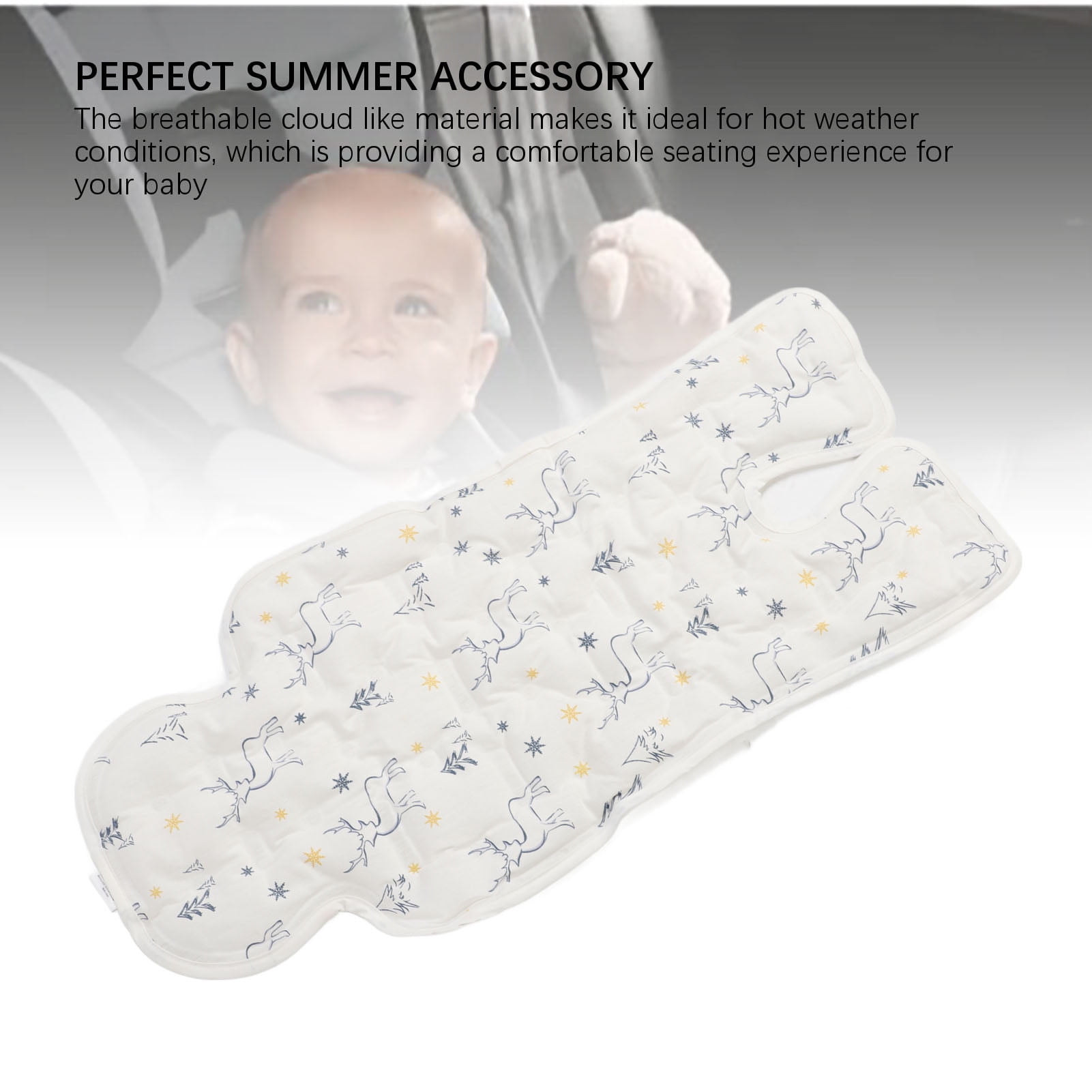 Yajisi Universal Stroller Cooler Pad Breathable Baby Cooling Mat for Summer Car Seat Cushions White Ramie 13.78 inches / 35 cm
