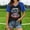 Blue, variant on LVHAOGJOB Womens Summer Tees Print V Neck Shirts Short Sleeve Plus Size Tops for Women Tunic