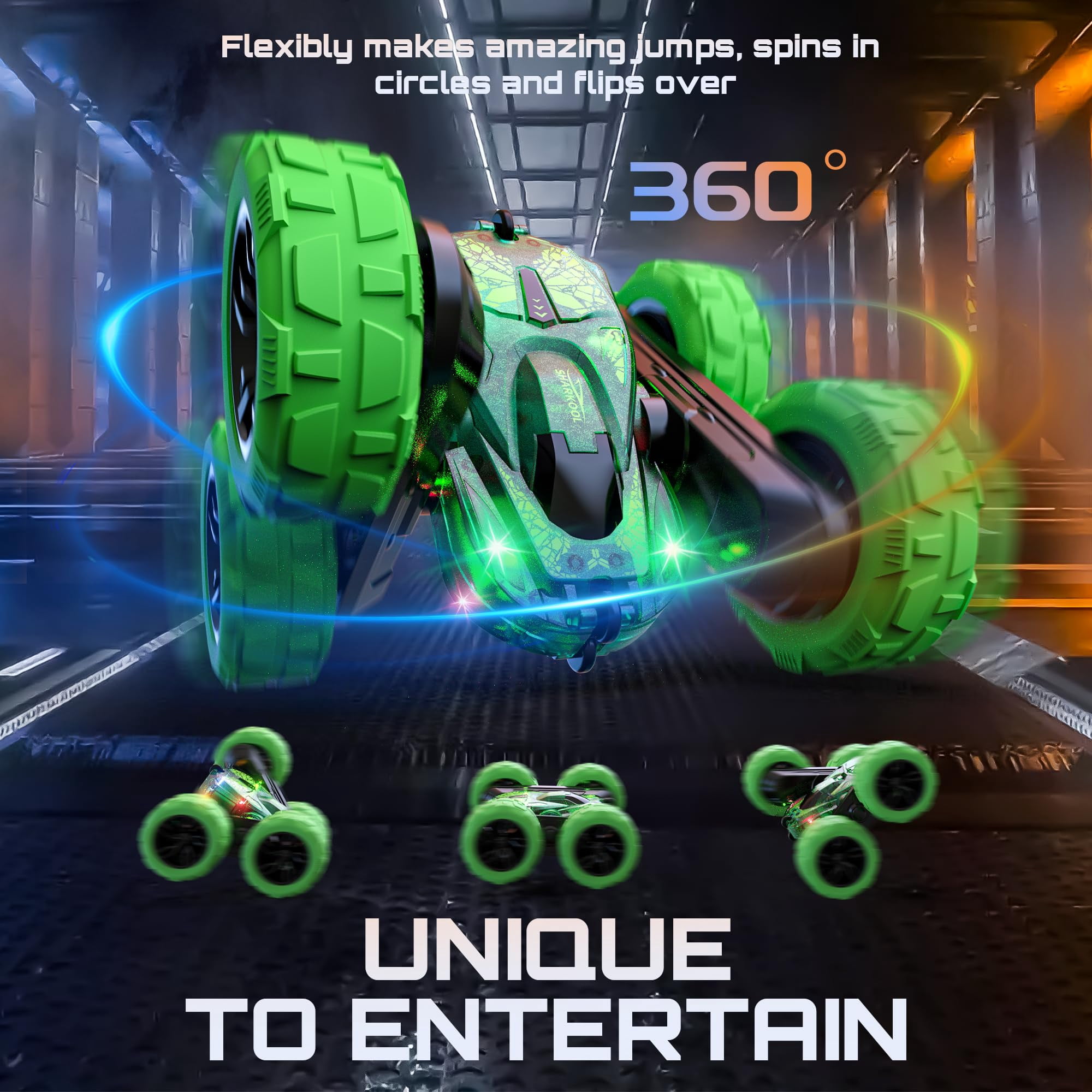 Toy Choi's Remote Control Stunt Car for Kids, Double-Sided 360° Flips RC Car with Rechargeable Battery, RC Vehicle Toys for Boys Girls Ages 6-12