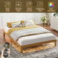 thumbnail image 3 of Queen Size Bed Frame, Wood Platform Bed Frames with Socket and Colorful Light, Low Profile Bed Frame Bedroom Furniture, No Box Spring Needed, Natural, 3 of 8