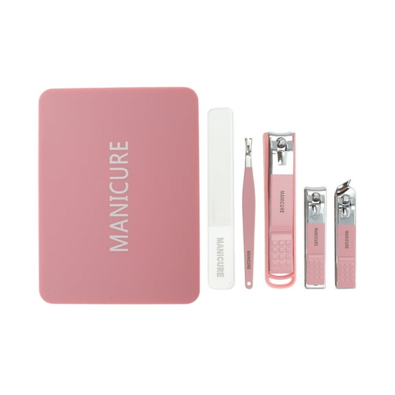 Unique Bargains 1 Set Splash-proof Nail Clippers Set Toenail Clippers Pink