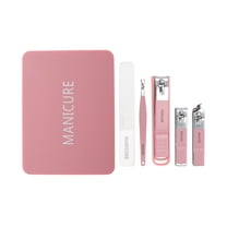 Unique Bargains 1 Set Splash-proof Nail Clippers Set Toenail Clippers Pink
