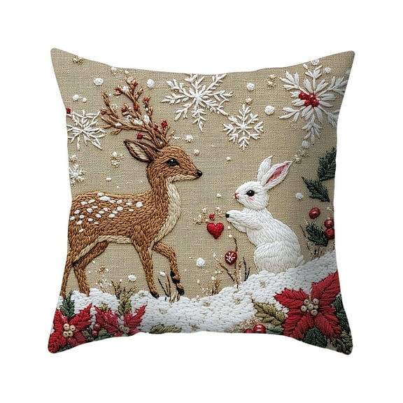 18x18in Christmas Pillow Covers – Decorative Cotton Cushion Cases with Hidden Zipper for Sofa, Bed & Holiday Home Décor