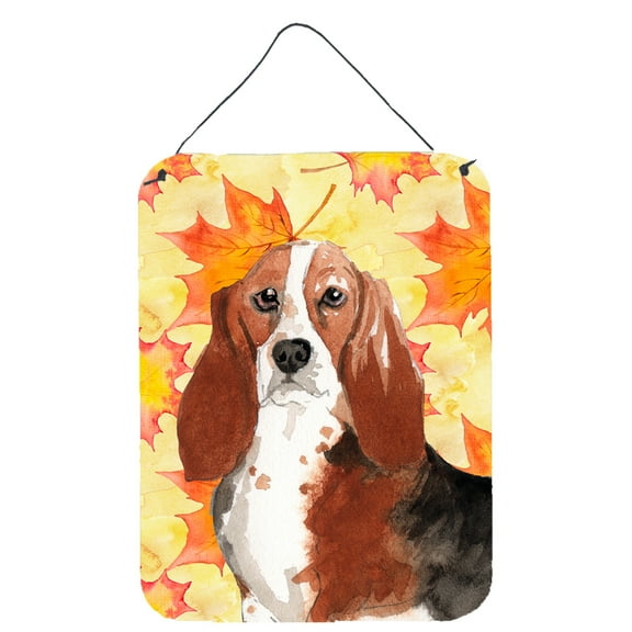 Fall Leaves Basset Hound Wall or Door Hanging Prints