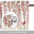thumbnail image 6 of Spring Flowers Valance Curtain for Windows Watercolor Gradient Falling Pink Floral Butterfly Beige Rod Pocket Curtain Valances Short Window Treatments for Kitchen Bathroom Laundry 60 x 14 Inch, 6 of 9