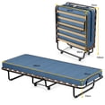 thumbnail image 3 of Cama Plegable Costway con Colchón para Huéspedes Portátil con Ruedas en Espuma de Memoria Estructura en Acero 190 x 80 x 33 cm Azul, 3 of 10