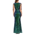 thumbnail image 6 of Women Dresses Plus V-neck Sequin Sexy Sleeveless Leggings Dresses Fashion Dresses Green Trendy Skirt Size L, 6 of 9