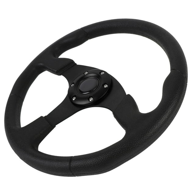 Car Sports Steering Wheel, 14in Universal Racing Steering Wheel PU Leather Aluminum Frame Universal Fit for 6 Holes Hub Adapter