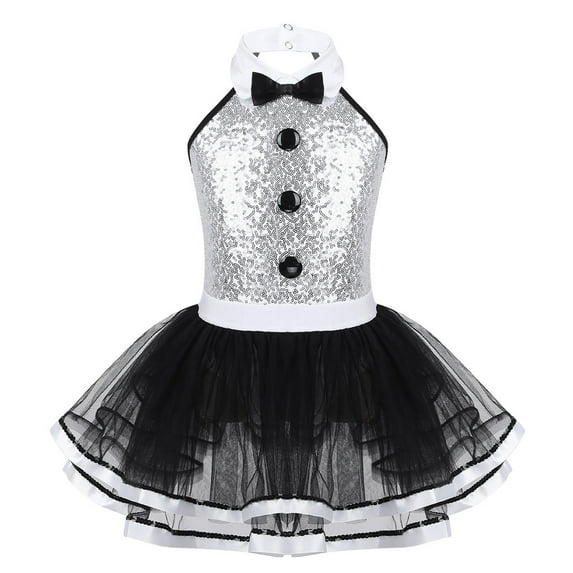 Alvivi Kids Girls Shiny Sequins Halter Neck Ballet Dance Tutu Dress 4-14