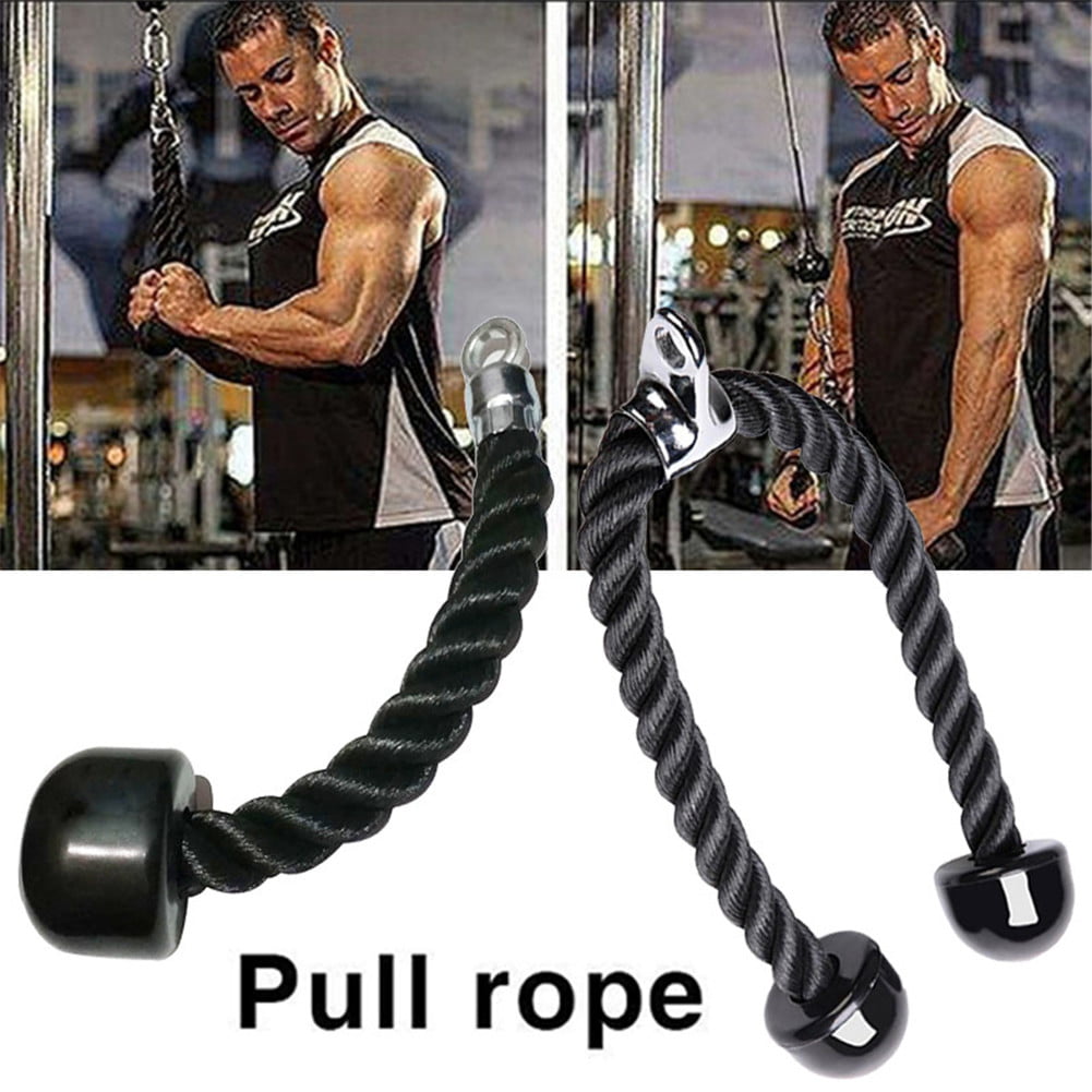 Heavy Duty Tricep Rope 27 & 36 inches Pull Down Fitness Cable Attachment Machine Coated Nylon Rope with Stainless Steel Snap Hook 