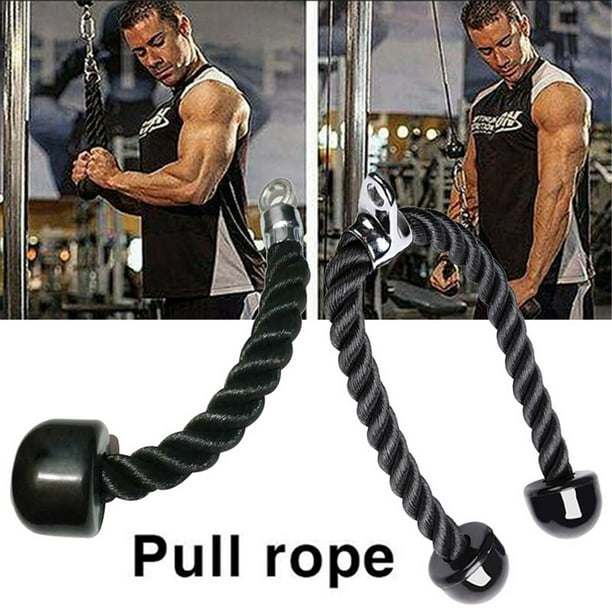 Tricep Rope Pulldown 27 Inch Heavy Duty Coated Nylon Rope With Solid Rubber Ends And Chrome Plated Attachment Walmart Com