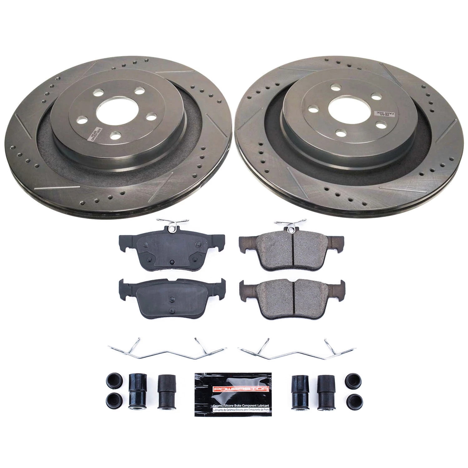 PowerStop Rear Z23 Evolution Sport Carbon-Fiber Ceramic Brake Pad and Drilled & Slotted Rotor Kit Fits: FORD LINCOLN Select Models K9211