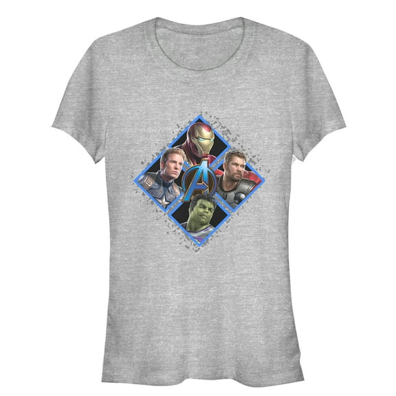 Junior's Marvel Avengers: Endgame Hero Square Graphic Tee Athletic Heather Medium