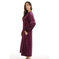thumbnail image 2 of Just Love Stretch Velour Embroidered Zipper Lounger Robe for Women with Pockets (Wine, 2X), 2 of 4