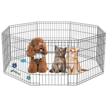 ZephyPaws 8 Panels Metal Foldable Puppy Playpen,Dog Pen with Door,Dog Pins Indoor Outdoor,24"x 24"