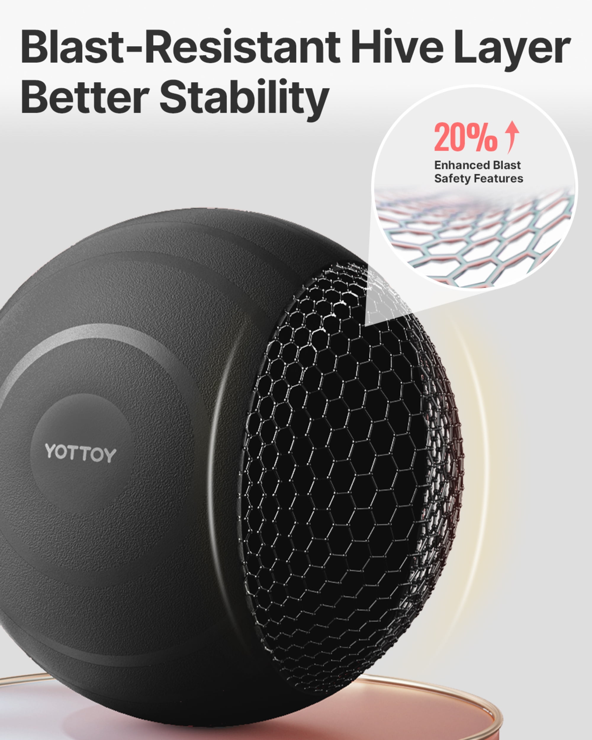 YOTTOY Anti-Burst Exercise Ball, 65 cm — Black, Extra Thick for Yoga & Physical Therapy