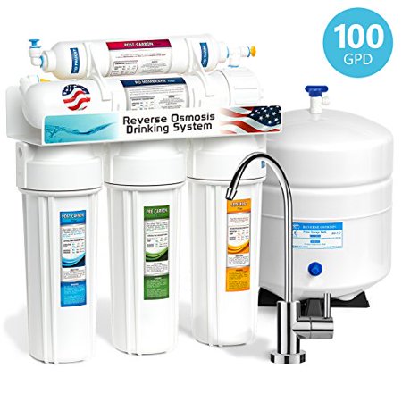 Express Water 5 Stage Home Drinking Reverse Osmosis Water Filtration System 100 GPD RO Membrane Filter Modern Chrome Faucet - Ultra Safe Residential Under Sink Water Purification - One Year (Best Under Sink Reverse Osmosis System)