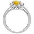 thumbnail image 2 of 10K White Gold Natural Citrine Floral Halo Ring Oval 8x6mm Diamond Accents, size 10, 2 of 4