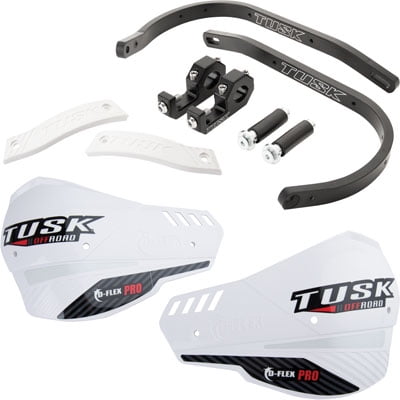 Tusk D-Flex Pro Adventure Handguards Black Bar/White Plastics 1 1/8" Bars