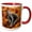 Red/White, variant on 3drose, Cute Gray Cat Yawning or Screaming on a Big Orange Print Pillow, 11oz Two-tone Red Mug