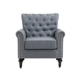 thumbnail image 3 of Modern Accent Chair, Upholstered Armchair Club Chair with Tufted Back and Wood Legs, Mid-Century Chesterfield Single Sofa for Living Room Bedroom Office, Gray, 3 of 9