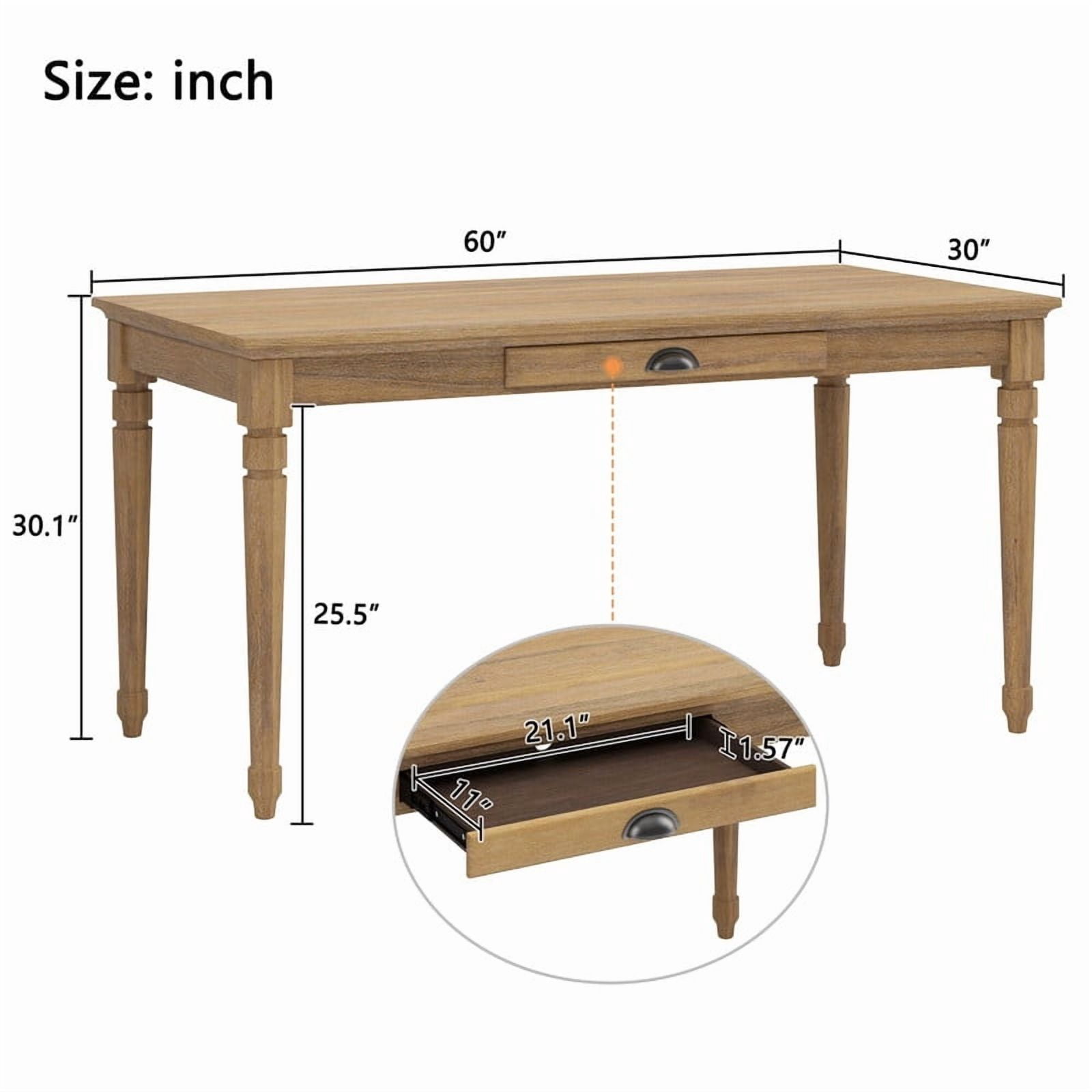 Euroco 60 inch Writing Desk with Storage Drawer,Wood Computer Desk,Small Work Study Table,Vanity Dressing Table for Home Office,Seadrift