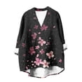 thumbnail image 5 of Yxbdin Womans Plus Size Tops 3/4 Sleeve Blouses Loose Fit V Neck Spring Outfits Casaul Dressy Shirts Trendy Floral Printed Clothes Black M, 5 of 5