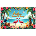 thumbnail image 2 of Beach Flamingo Banner Tropical Aloha Birthday Island Party Decor for Luau Celebration Summer Vacation Photo Booth, 2 of 7