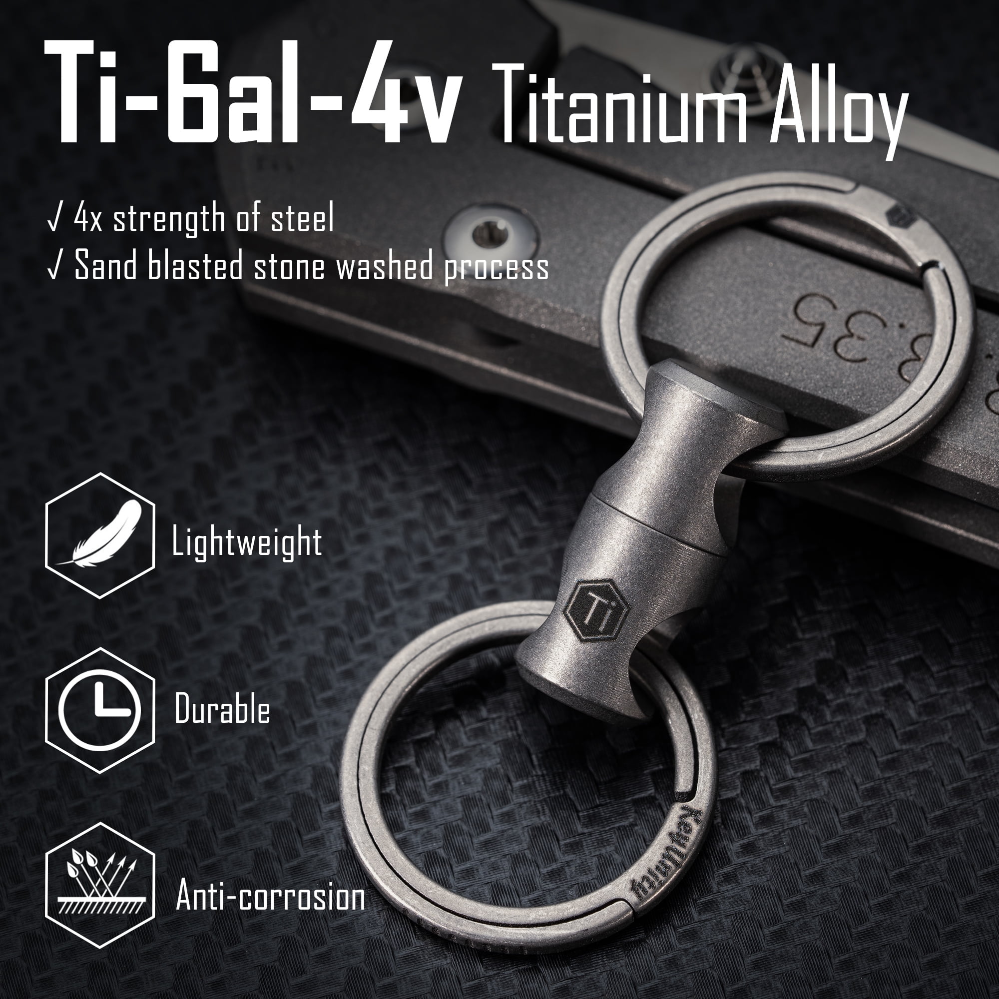 Key Unity Titanium Swivel Key Chain Rings, Rotatable Key Organizer Linker for Carabiner, Wind Chime, Plant, DIY Accessory, KA15 Sliver