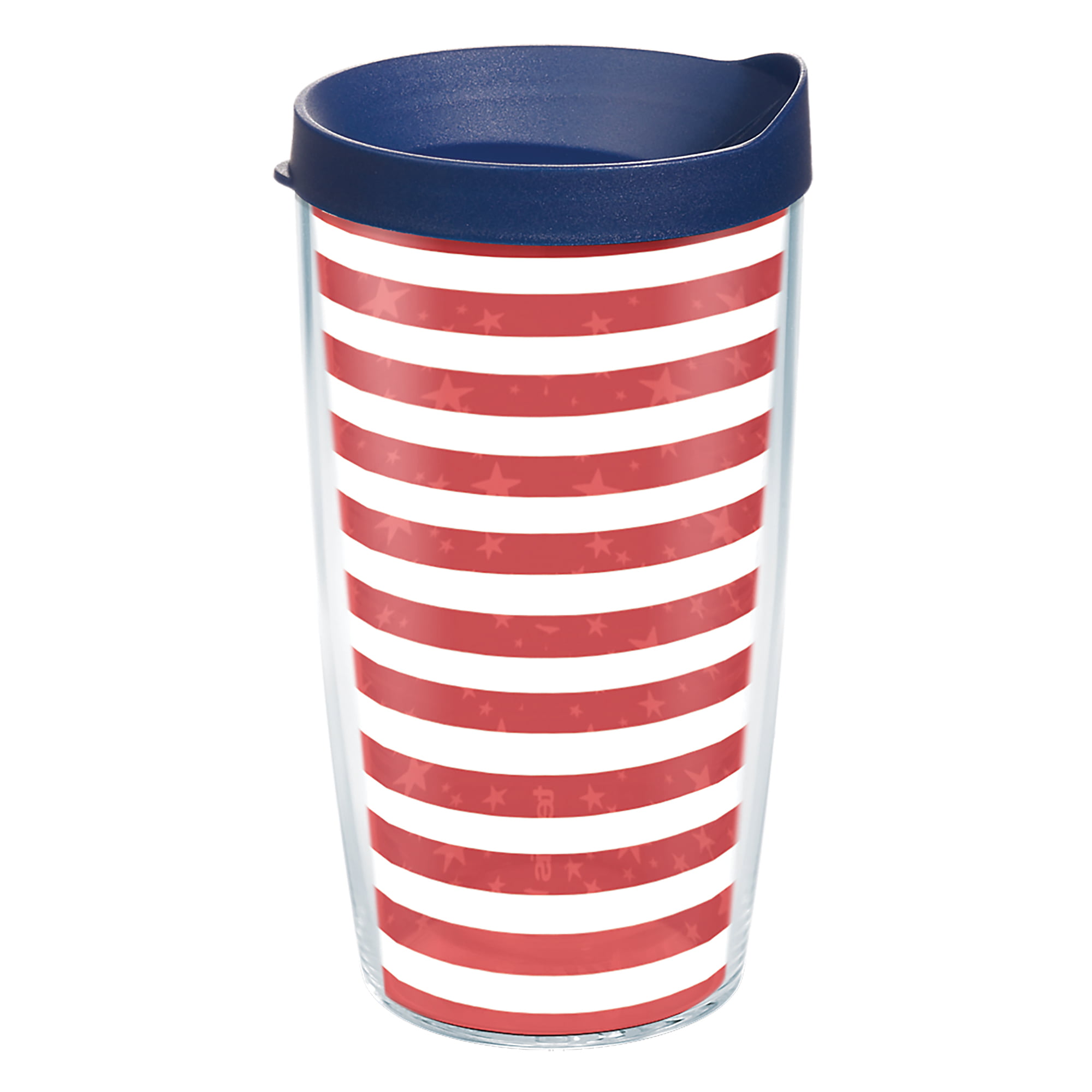 Tervis 12oz Stainless Steel Tumbler Drink Glass Lid Americana Decal Flag USA 