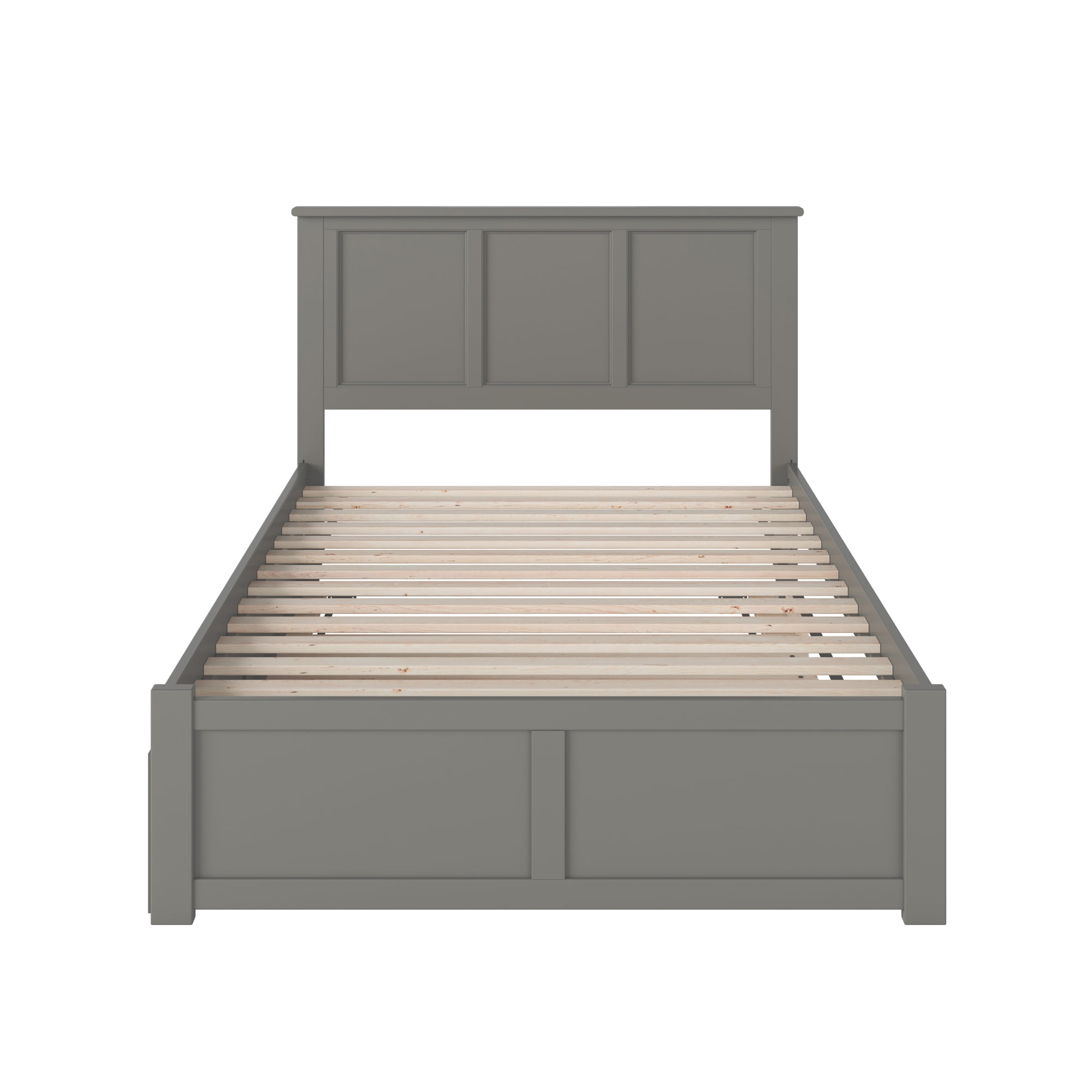 AFI Madison Full Solid Wood Platform Bed with Footboard & Full Trundle, Grey