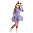 thumbnail image 3 of LNMQLPDBS Christmas Dresses for Teen Girls Black Christmas Dress Girls Christmas Baby Blue Dress Dresses with Sleeves 18 Months Girl Clothes Baby, Purple 4-5 Years, 3 of 5