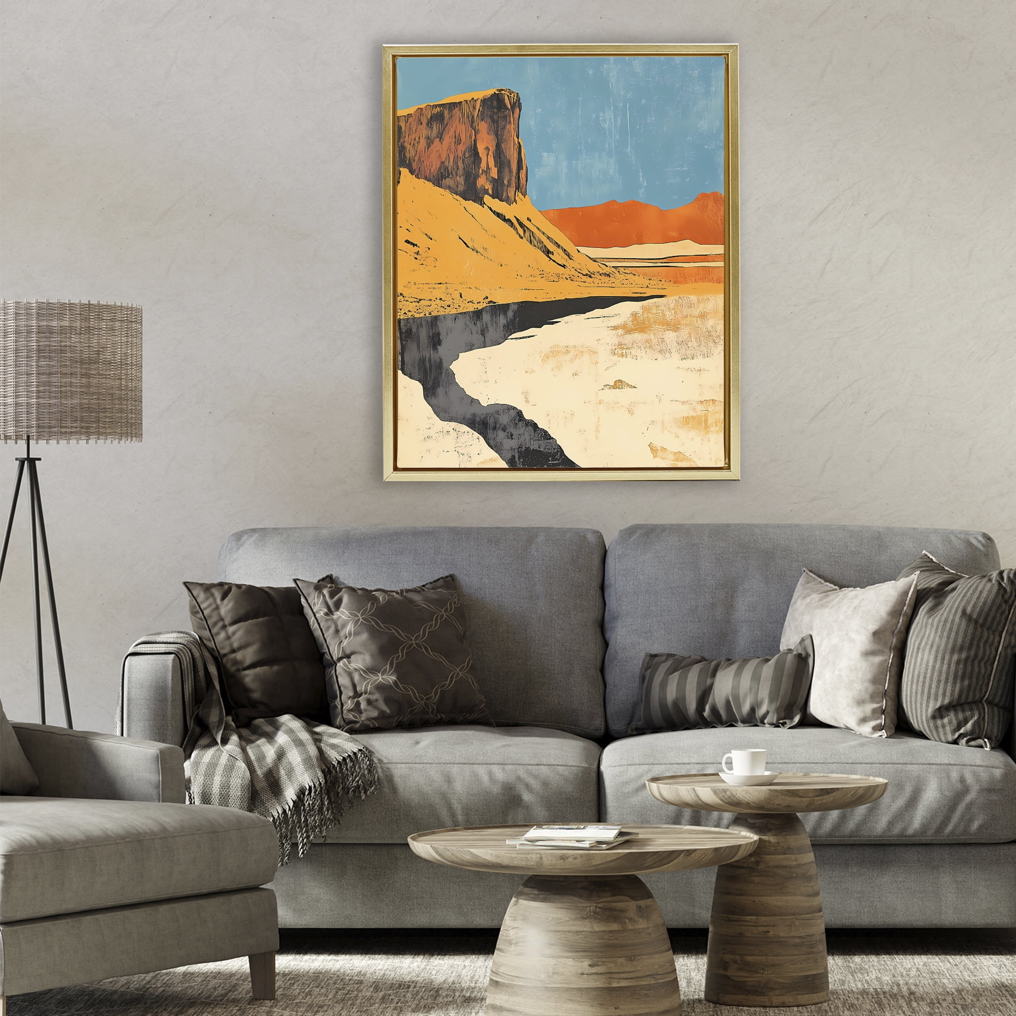 Stupell Industries Canyon Pass Pathway Gold Framed Floater Canvas Wall Art, design by Walker Noble