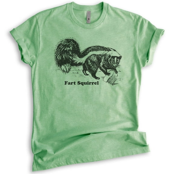 Fart Squirrel Shirt, Unisex Women's Men's Shirt, Funny Animal Shirt, Animal Name Shirt, Skunk Shirt, Heather Apple Green, Medium
