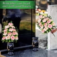 thumbnail image 5 of Artificial Cemetery Flowers, Memorial Rose Flowers Grave Decoration Flower Bouquets with Vase for Cemetery Graveyard Headstones Decor, Set of (Pink), 5 of 5