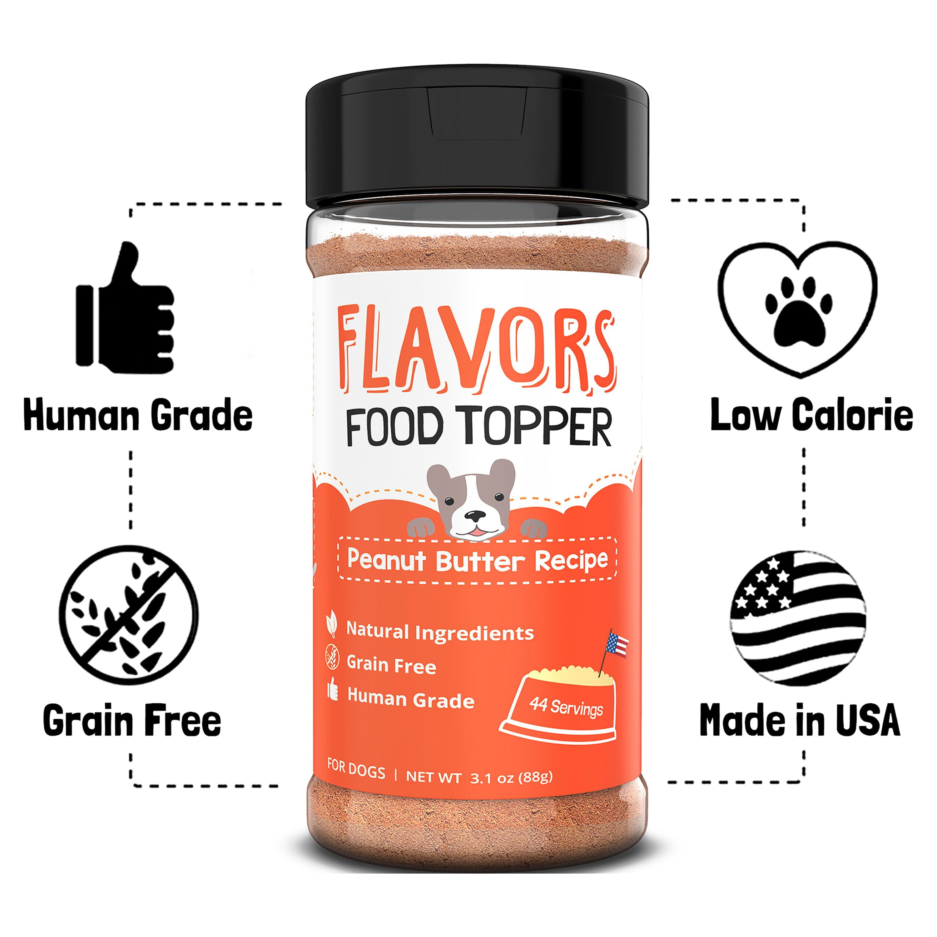 FLAVORS by Beaumont Basics Food Topper for Dogs, Peanut Butter Recipe, 6 oz
