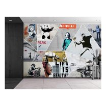 wall26 - Peel and Stick Wallpapaer - Banksy Art Series Collage | Removable Large Wall Mural Creative Wall Decal - 66x96 inches