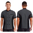 thumbnail image 5 of SiiRoh Adult Color Block Short Sleeve Chef Jacket Men Women Cook Coat Kitchen Work Uniform Shirt Top Gray XXL, 5 of 6
