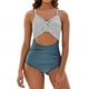 thumbnail image 3 of TaTaai Vintage Strappy Back Swimwear, Women's Stripe Tankini Bikini Set, Adjustable Design with Removable Padding for Pool Party Gift, 3 of 8